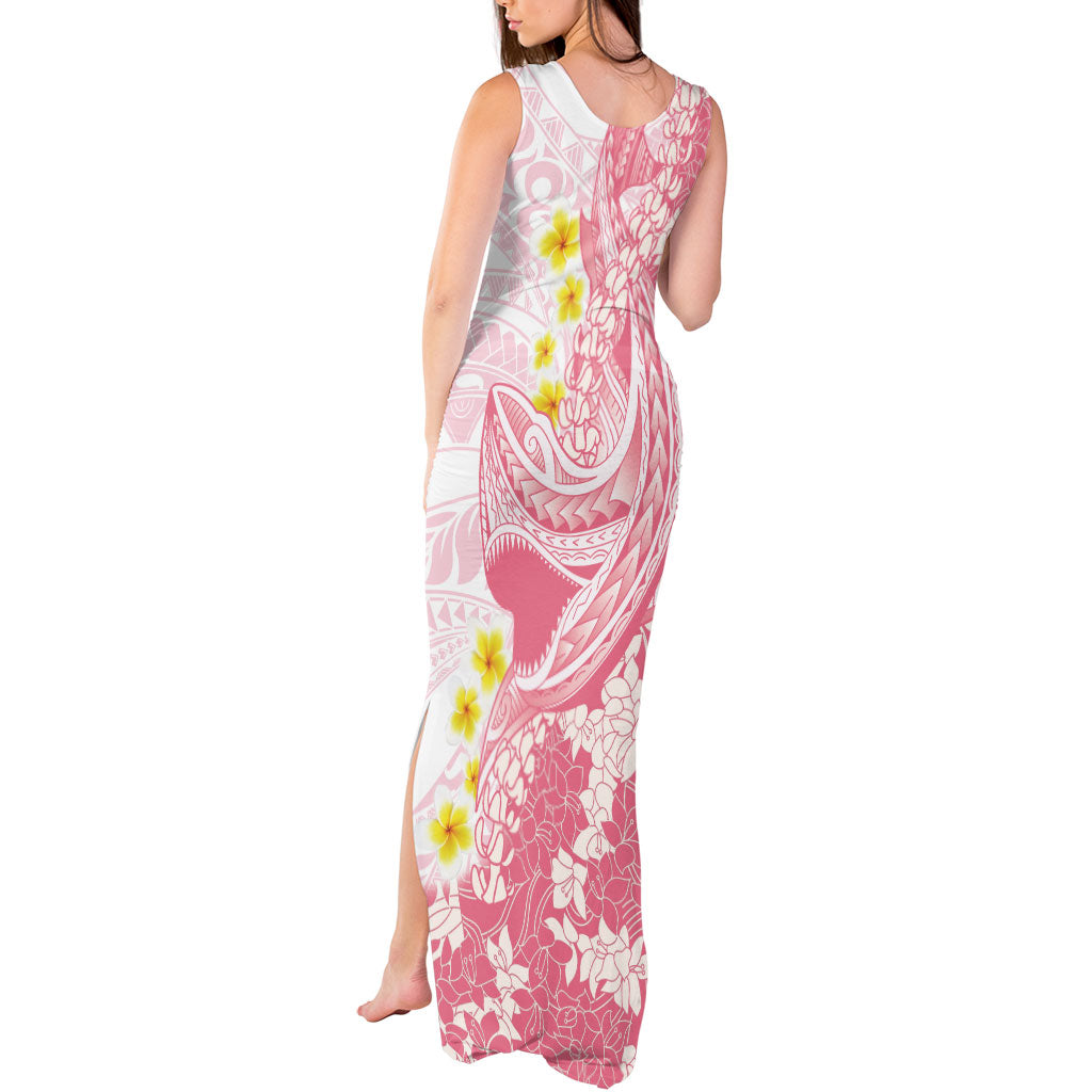 Pink Hawaii Shark Tattoo Tank Maxi Dress Puakenikeni Lei Plumeria Polynesian Pattern LT14 - Polynesian Pride