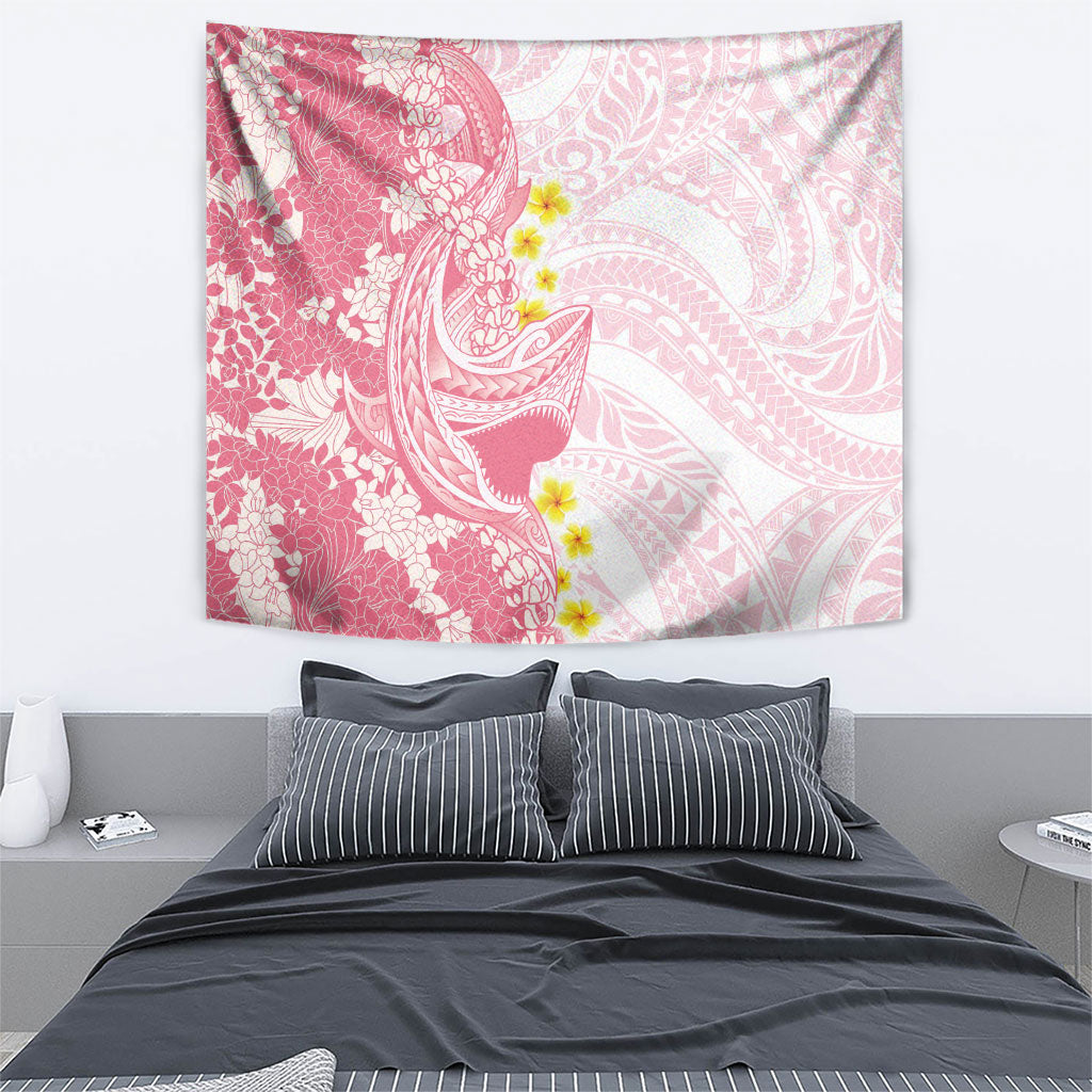 Pink Hawaii Shark Tattoo Tapestry Puakenikeni Lei Plumeria Polynesian Pattern LT14 - Polynesian Pride