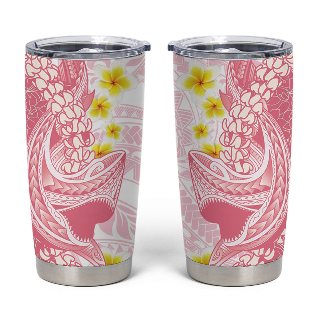 Pink Hawaii Shark Tattoo Tumbler Cup Puakenikeni Lei Plumeria Polynesian Pattern LT14 Pink - Polynesian Pride