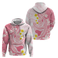 Pink Hawaii Shark Tattoo Zip Hoodie Puakenikeni Lei Plumeria Polynesian Pattern LT14 - Polynesian Pride