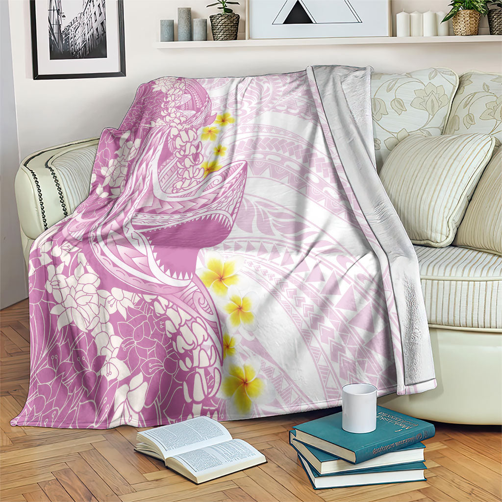 Purple Hawaii Shark Tattoo Blanket Puakenikeni Lei Plumeria Polynesian Pattern