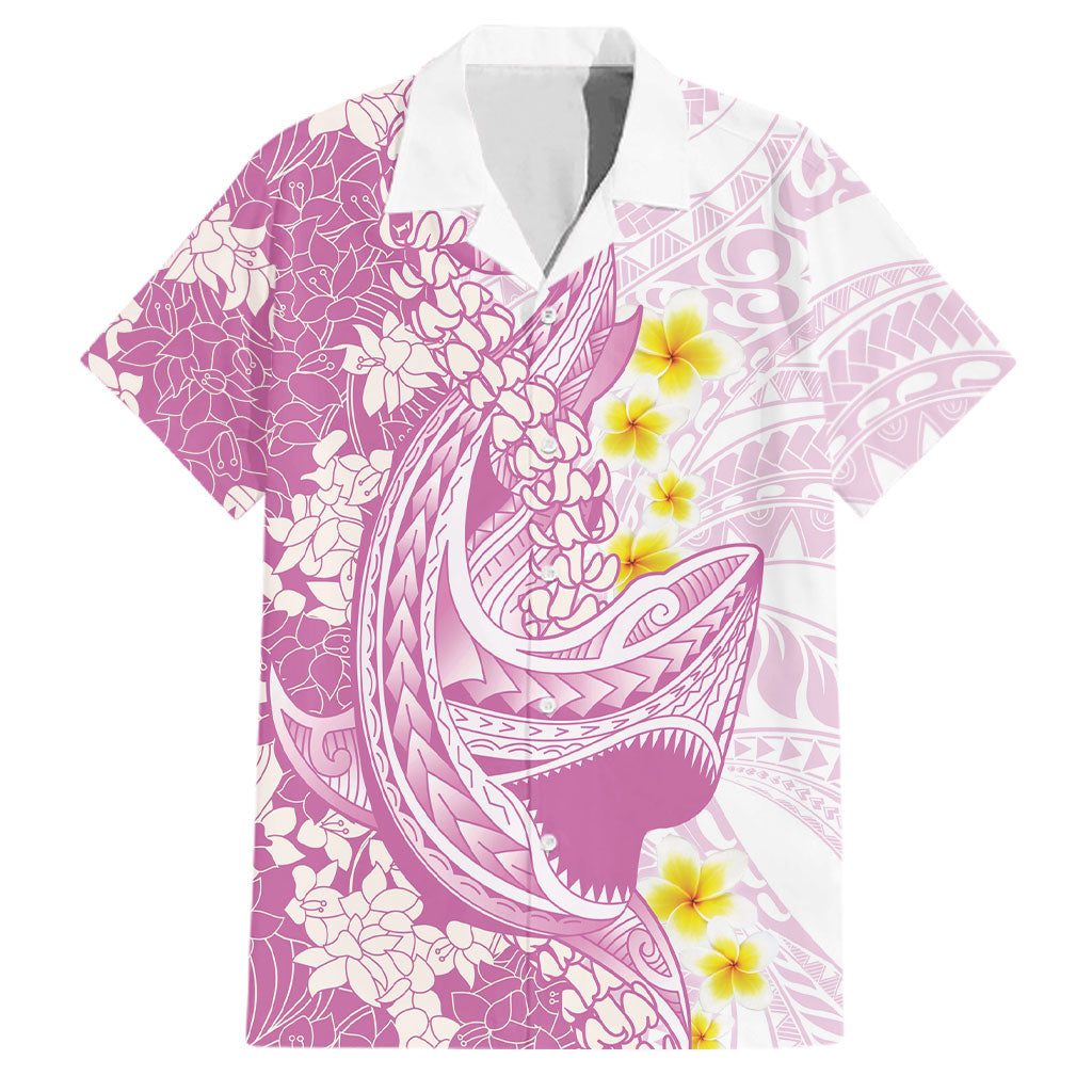 Purple Hawaii Shark Tattoo Family Matching Long Sleeve Bodycon Dress and Hawaiian Shirt Puakenikeni Lei Plumeria Polynesian Pattern LT14 Dad's Shirt - Short Sleeve Purple - Polynesian Pride