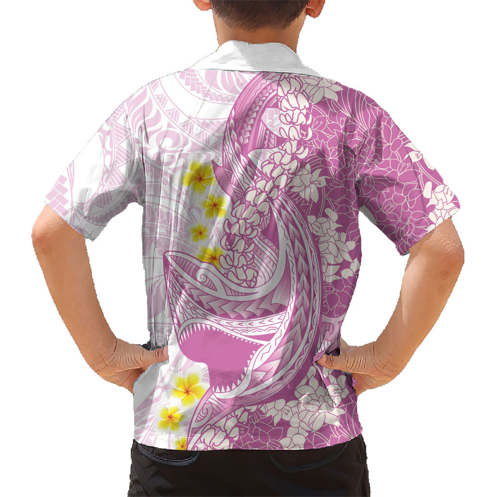 Purple Hawaii Shark Tattoo Family Matching Off Shoulder Short Dress and Hawaiian Shirt Puakenikeni Lei Plumeria Polynesian Pattern LT14 - Polynesian Pride