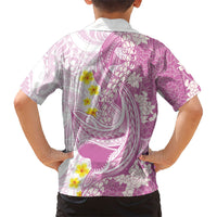 Purple Hawaii Shark Tattoo Family Matching Off Shoulder Short Dress and Hawaiian Shirt Puakenikeni Lei Plumeria Polynesian Pattern LT14 - Polynesian Pride