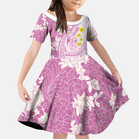Purple Hawaii Shark Tattoo Family Matching Short Sleeve Bodycon Dress and Hawaiian Shirt Puakenikeni Lei Plumeria Polynesian Pattern LT14 Daughter's Dress Purple - Polynesian Pride