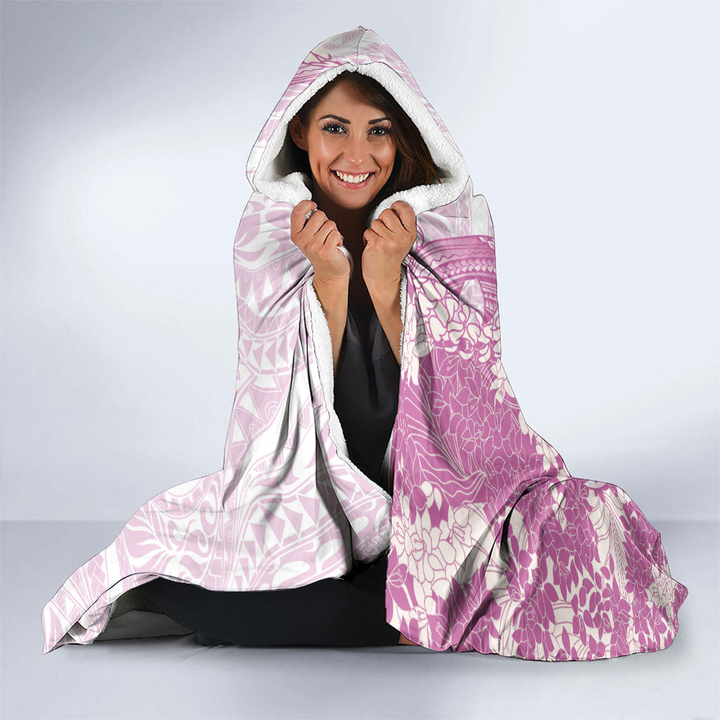 Purple Hawaii Shark Tattoo Hooded Blanket Puakenikeni Lei Plumeria Polynesian Pattern LT14 - Polynesian Pride