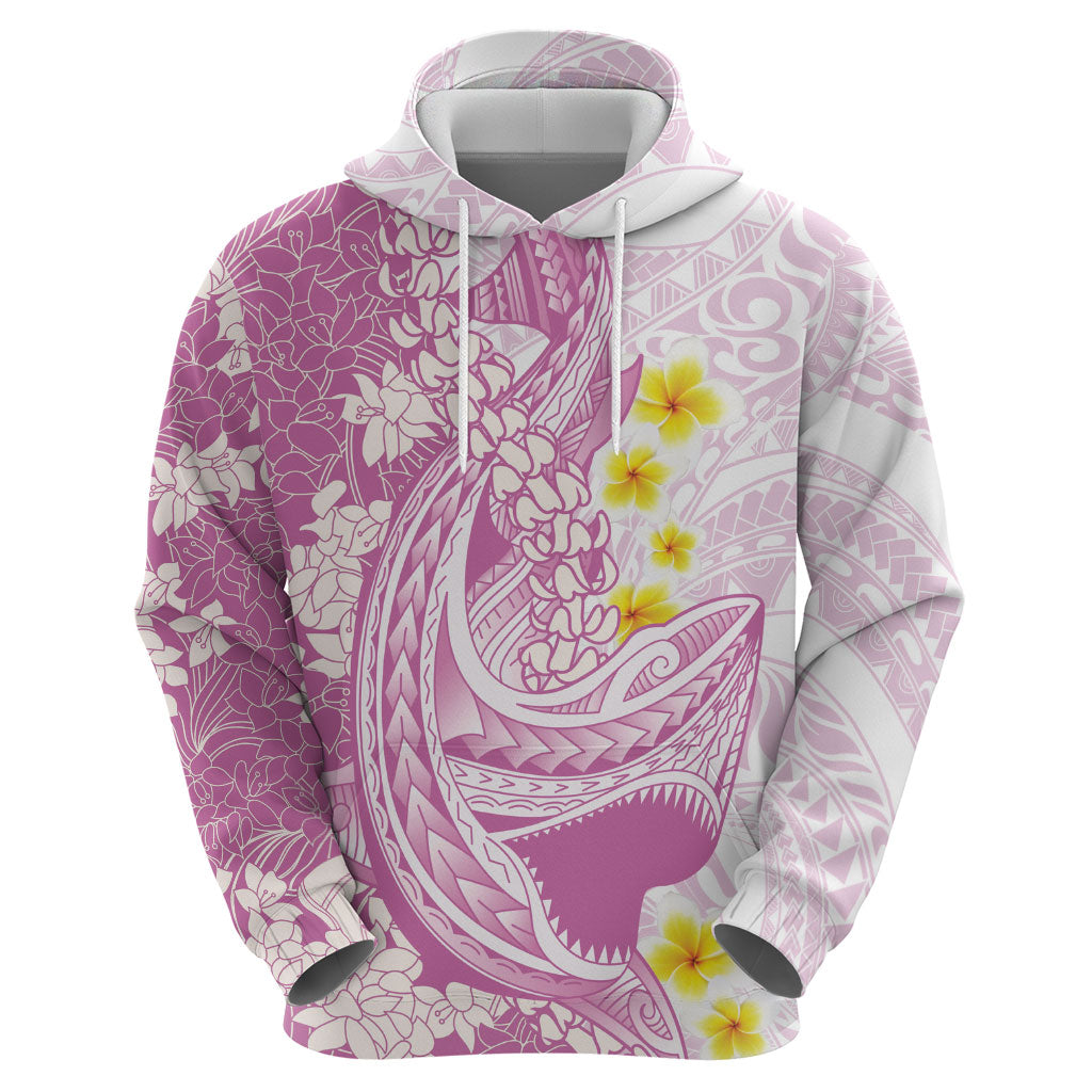 Purple Hawaii Shark Tattoo Hoodie Puakenikeni Lei Plumeria Polynesian Pattern LT14 - Polynesian Pride