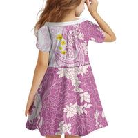 Purple Hawaii Shark Tattoo Kid Short Sleeve Dress Puakenikeni Lei Plumeria Polynesian Pattern LT14 - Polynesian Pride
