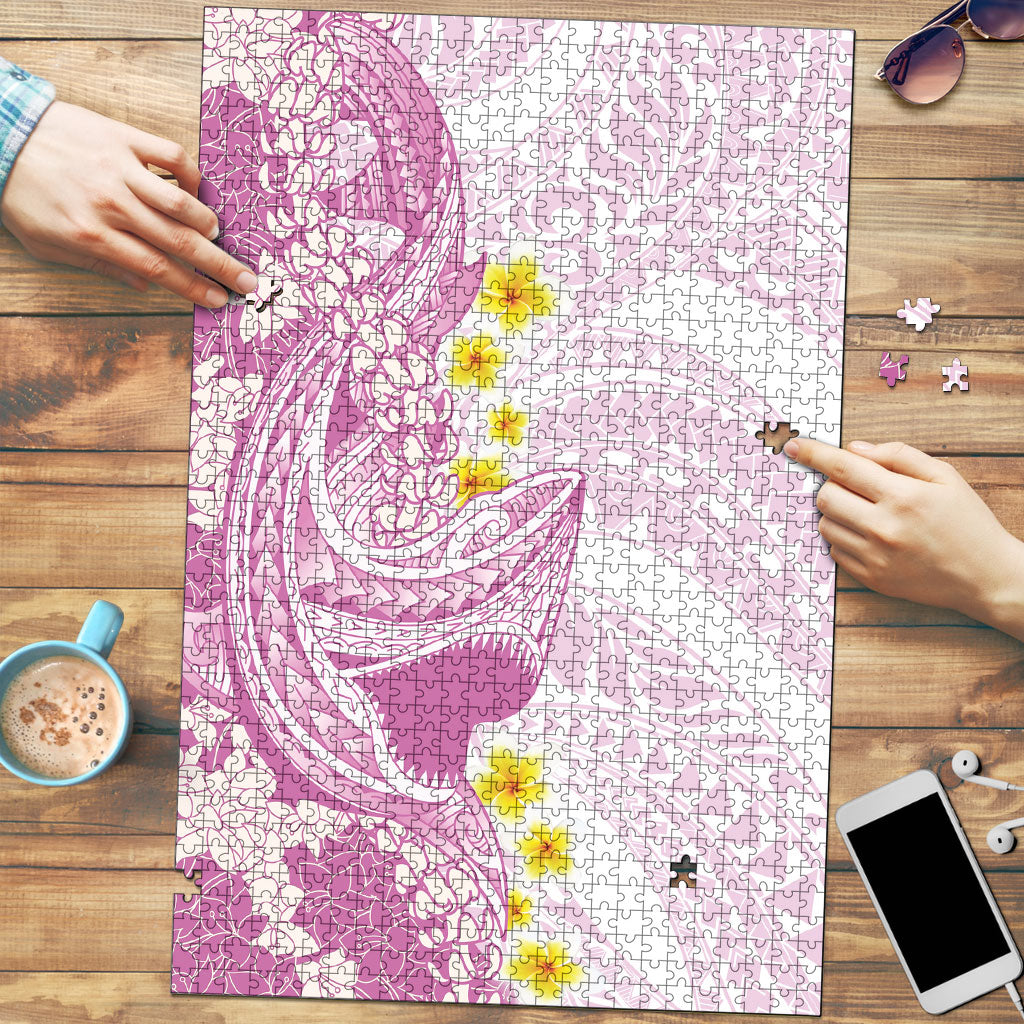 Purple Hawaii Shark Tattoo Puzzle Puakenikeni Lei Plumeria Polynesian Pattern LT14 Purple - Polynesian Pride
