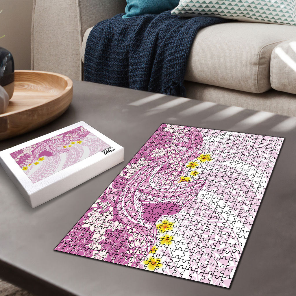Purple Hawaii Shark Tattoo Puzzle Puakenikeni Lei Plumeria Polynesian Pattern LT14 - Polynesian Pride