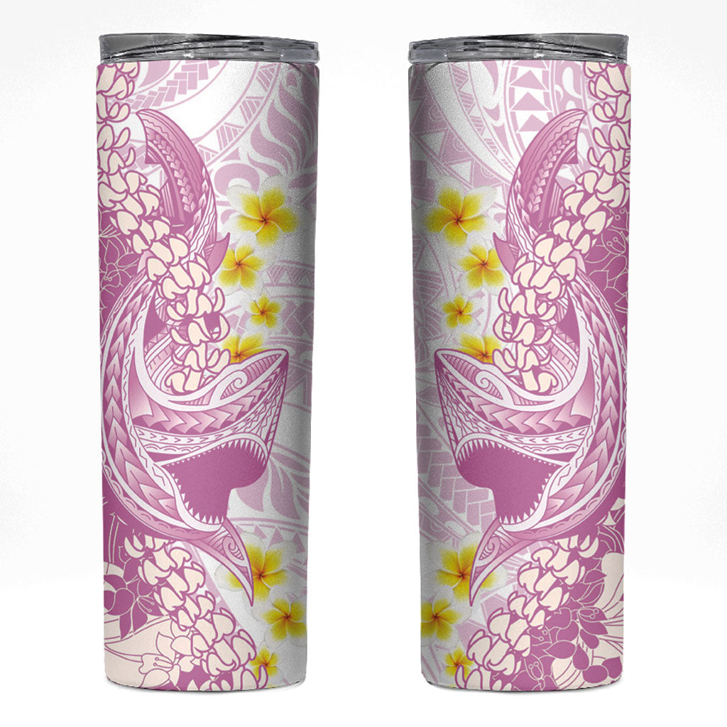 Purple Hawaii Shark Tattoo Skinny Tumbler Puakenikeni Lei Plumeria Polynesian Pattern LT14 Purple - Polynesian Pride