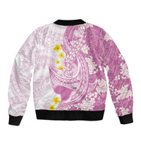 Purple Hawaii Shark Tattoo Sleeve Zip Bomber Jacket Puakenikeni Lei Plumeria Polynesian Pattern LT14 - Polynesian Pride