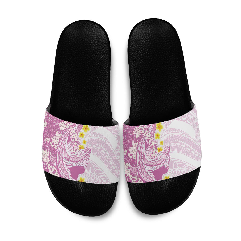 Purple Hawaii Shark Tattoo Slide Sandals Puakenikeni Lei Plumeria Polynesian Pattern LT14 Purple - Polynesian Pride
