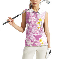 Purple Hawaii Shark Tattoo Women Sleeveless Polo Shirt Puakenikeni Lei Plumeria Polynesian Pattern LT14 - Polynesian Pride