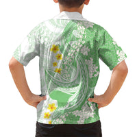 Green Hawaii Shark Tattoo Hawaiian Shirt Puakenikeni Lei Plumeria Polynesian Pattern LT14 - Polynesian Pride
