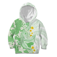 Green Hawaii Shark Tattoo Kid Hoodie Puakenikeni Lei Plumeria Polynesian Pattern LT14 Hoodie Green - Polynesian Pride