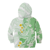 Green Hawaii Shark Tattoo Kid Hoodie Puakenikeni Lei Plumeria Polynesian Pattern LT14 - Polynesian Pride