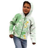 Green Hawaii Shark Tattoo Kid Hoodie Puakenikeni Lei Plumeria Polynesian Pattern LT14 - Polynesian Pride