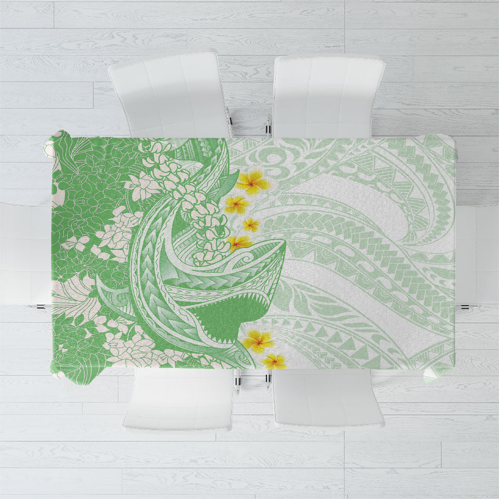 Green Hawaii Shark Tattoo Tablecloth Puakenikeni Lei Plumeria Polynesian Pattern LT14 Green - Polynesian Pride
