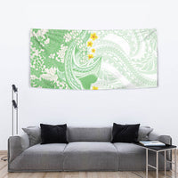 Green Hawaii Shark Tattoo Tapestry Puakenikeni Lei Plumeria Polynesian Pattern