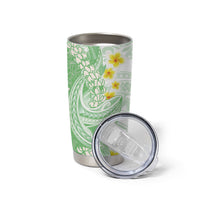 Green Hawaii Shark Tattoo Tumbler Cup Puakenikeni Lei Plumeria Polynesian Pattern LT14 - Polynesian Pride