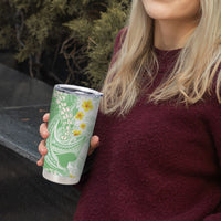 Green Hawaii Shark Tattoo Tumbler Cup Puakenikeni Lei Plumeria Polynesian Pattern LT14 - Polynesian Pride