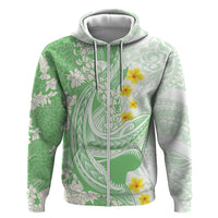 Green Hawaii Shark Tattoo Zip Hoodie Puakenikeni Lei Plumeria Polynesian Pattern LT14 Zip Hoodie Green - Polynesian Pride