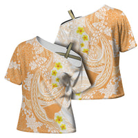 Orange Hawaii Shark Tattoo Cross Shoulder Shirt Puakenikeni Lei Plumeria Polynesian Pattern LT14 - Polynesian Pride