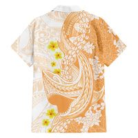 Orange Hawaii Shark Tattoo Family Matching Mermaid Dress and Hawaiian Shirt Puakenikeni Lei Plumeria Polynesian Pattern LT14 - Polynesian Pride