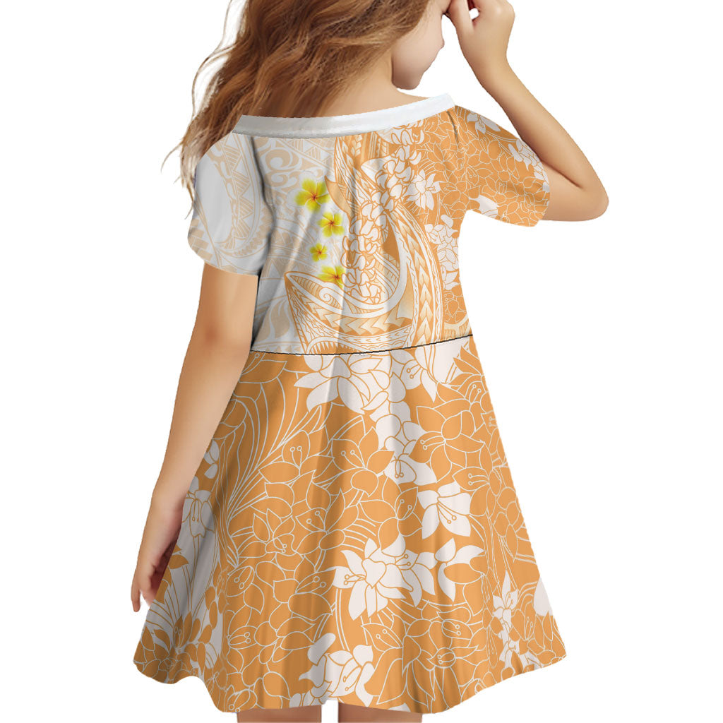 Orange Hawaii Shark Tattoo Family Matching Off Shoulder Maxi Dress and Hawaiian Shirt Puakenikeni Lei Plumeria Polynesian Pattern LT14 - Polynesian Pride