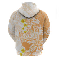 Orange Hawaii Shark Tattoo Hoodie Puakenikeni Lei Plumeria Polynesian Pattern LT14 - Polynesian Pride