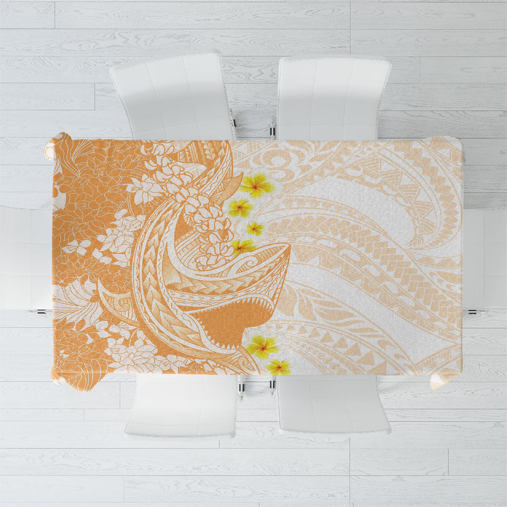 Orange Hawaii Shark Tattoo Tablecloth Puakenikeni Lei Plumeria Polynesian Pattern LT14 Orange - Polynesian Pride