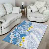 Blue Hawaii Shark Tattoo Area Rug Puakenikeni Lei Plumeria Polynesian Pattern LT14 - Polynesian Pride