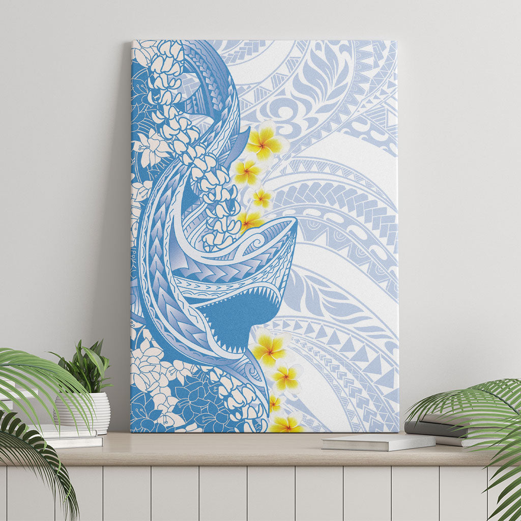 Blue Hawaii Shark Tattoo Canvas Wall Art Puakenikeni Lei Plumeria Polynesian Pattern LT14 - Polynesian Pride