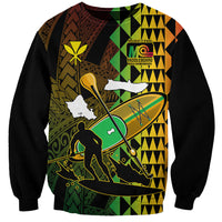 Paddle Board Hawaii Sweatshirt Molokai 2 Oahu World Championships Kakau Pattern LT14 Unisex Black - Polynesian Pride