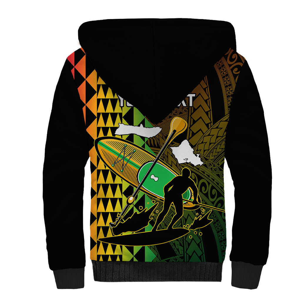 Personalised Paddle Board Hawaii Sherpa Hoodie Molokai 2 Oahu World Championships Kakau Pattern LT14 - Polynesian Pride