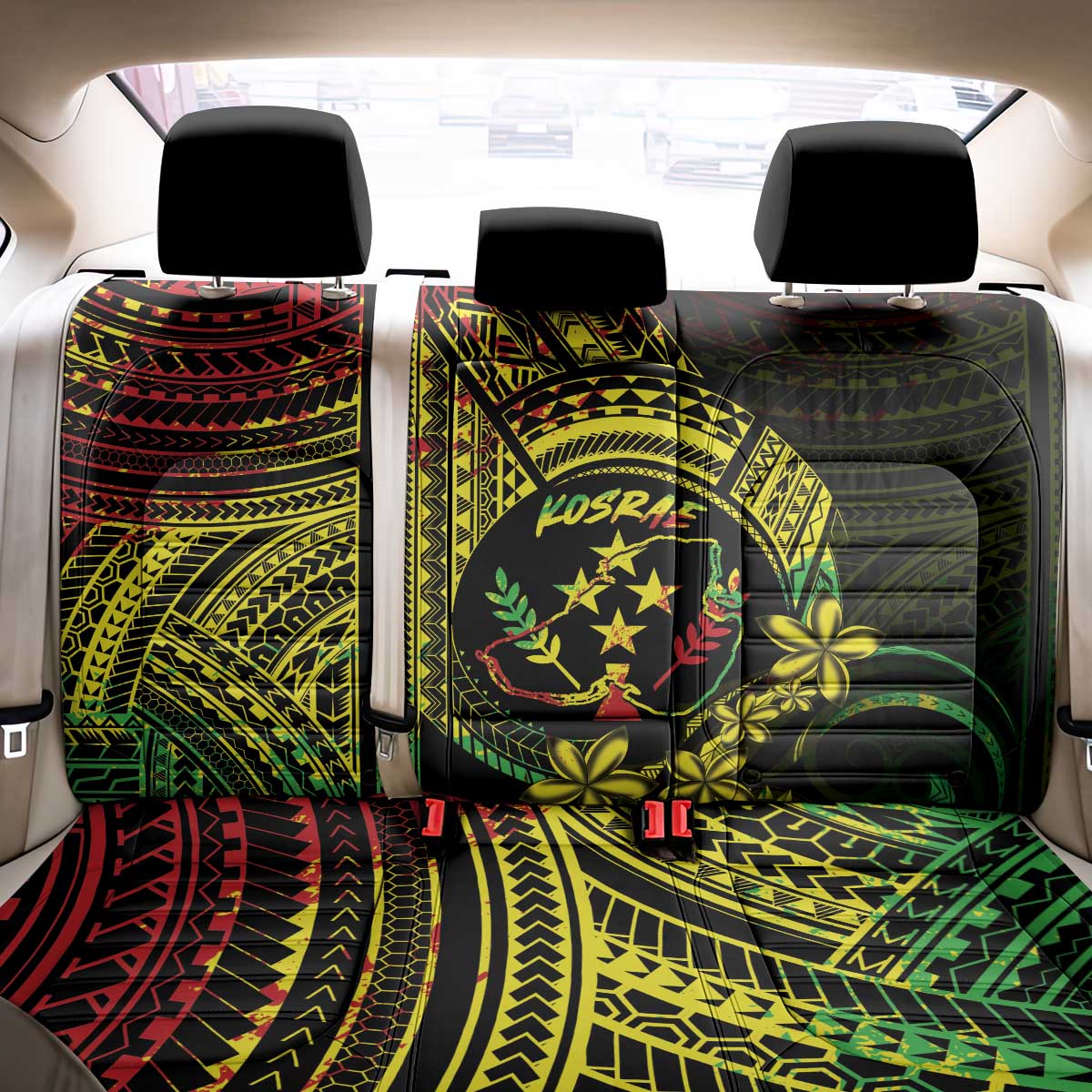 Reggae Kosrae Liberation Day Back Car Seat Cover September 8 Polynesian Tattoo - Polynesian Pride