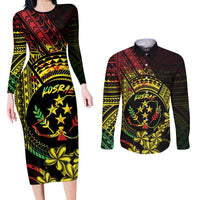 Reggae Kosrae Liberation Day Couples Matching Long Sleeve Bodycon Dress and Long Sleeve Button Shirt September 8 Polynesian Tattoo - Polynesian Pride
