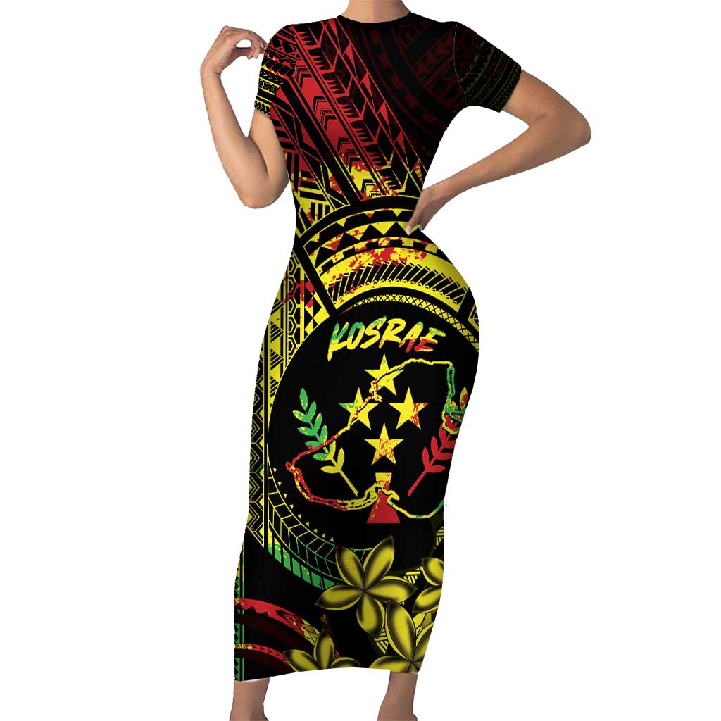 Reggae Kosrae Liberation Day Family Matching Short Sleeve Bodycon Dress and Hawaiian Shirt September 8 Polynesian Tattoo - Polynesian Pride