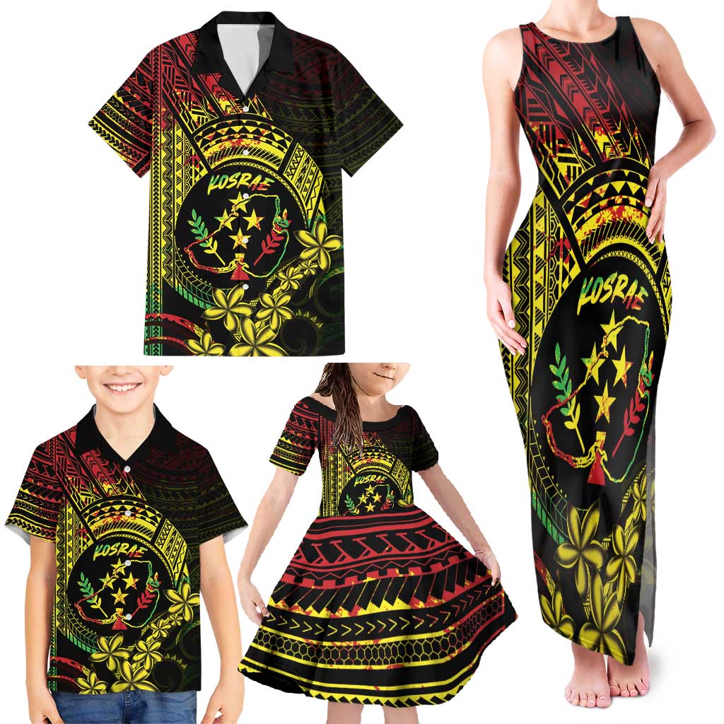 Reggae Kosrae Liberation Day Family Matching Tank Maxi Dress and Hawaiian Shirt September 8 Polynesian Tattoo - Polynesian Pride