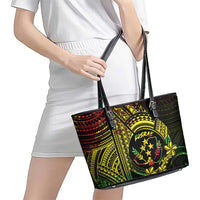 Reggae Kosrae Liberation Day Leather Tote Bag September 8 Polynesian Tattoo - Polynesian Pride