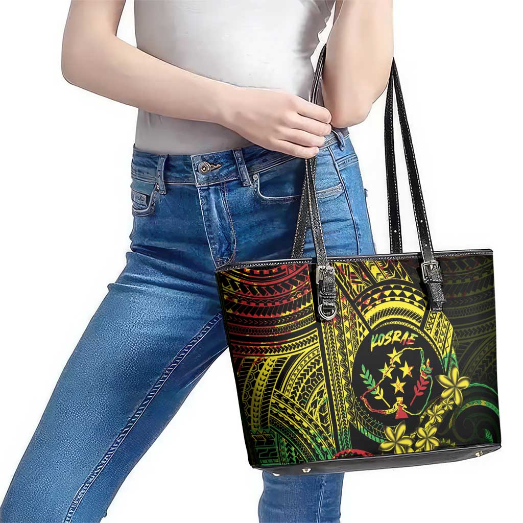 Reggae Kosrae Liberation Day Leather Tote Bag September 8 Polynesian Tattoo - Polynesian Pride