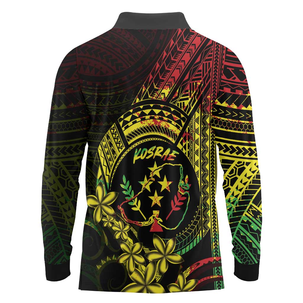 Reggae Kosrae Liberation Day Long Sleeve Polo Shirt September 8 Polynesian Tattoo - Polynesian Pride