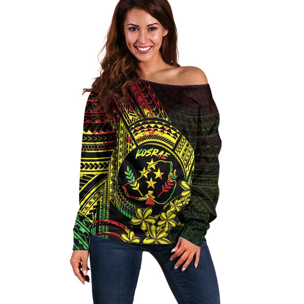 Reggae Kosrae Liberation Day Off Shoulder Sweater September 8 Polynesian Tattoo LT14 Women Reggae - Polynesian Pride