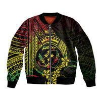 Reggae Kosrae Liberation Day Sleeve Zip Bomber Jacket September 8 Polynesian Tattoo - Polynesian Pride