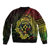 Reggae Kosrae Liberation Day Sleeve Zip Bomber Jacket September 8 Polynesian Tattoo - Polynesian Pride