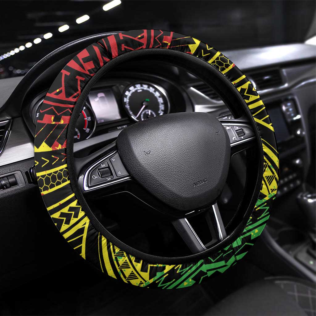 Reggae Kosrae Liberation Day Steering Wheel Cover September 8 Polynesian Tattoo - Polynesian Pride