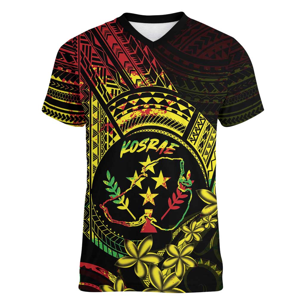 Reggae Kosrae Liberation Day Women V-Neck T-Shirt September 8 Polynesian Tattoo LT14 Female Reggae - Polynesian Pride
