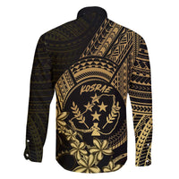 Gold Kosrae Liberation Day Family Matching Off The Shoulder Long Sleeve Dress and Hawaiian Shirt September 8 Polynesian Tattoo - Polynesian Pride