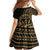 Gold Kosrae Liberation Day Family Matching Off Shoulder Short Dress and Hawaiian Shirt September 8 Polynesian Tattoo - Polynesian Pride